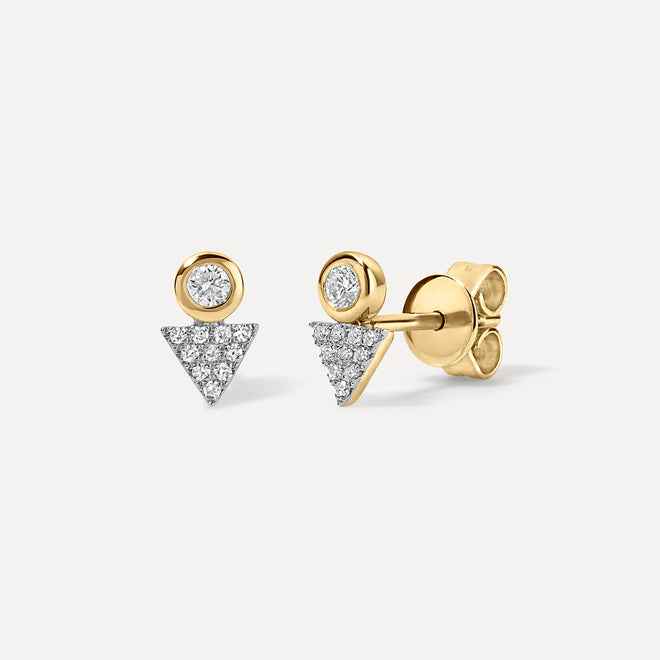 Aretes Bisel de Diamantes + Triangulos Pave