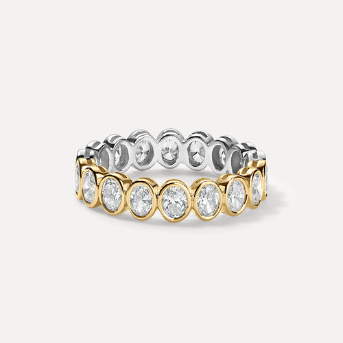 Anillo Mini Bisel de Diamantes Ovalados